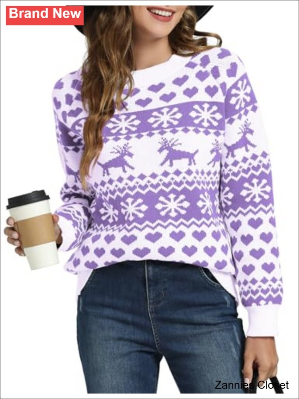 ✨ Ugly Christmas Sweater Womens Snowflake Reindeer Knit Pullover